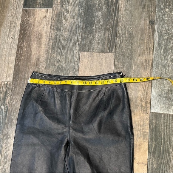Escada Black Leather Lambskin Pants Size 40 (German) =US 8/10 Straight Leg - Picture 3 of 10